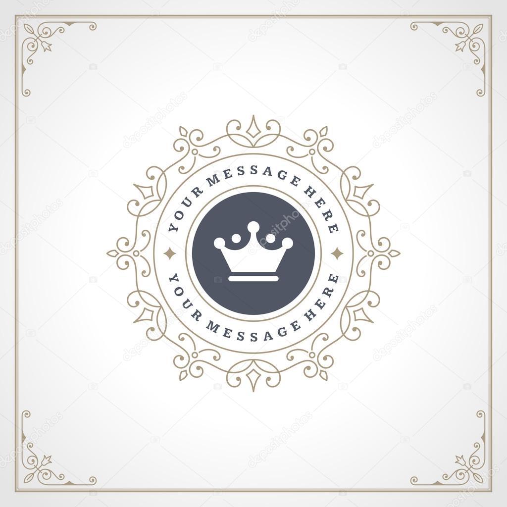 Royal Logo Design Template. Flourishes calligraphic elegant ornament lines.