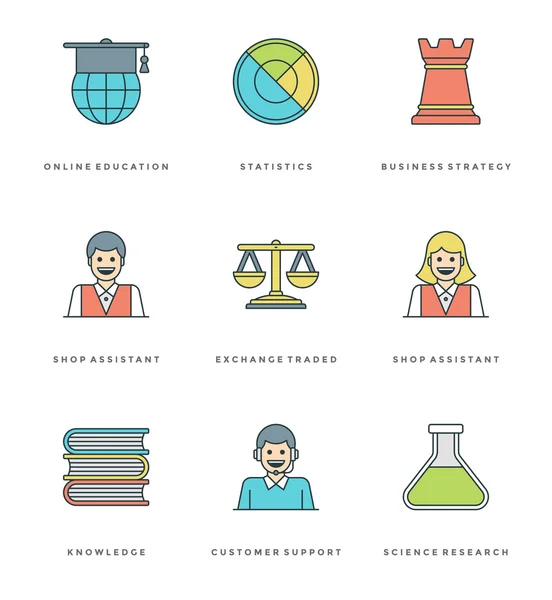 Flat line simple icons set. Thin linear stroke vector Essentials objects symbols — Stockvector