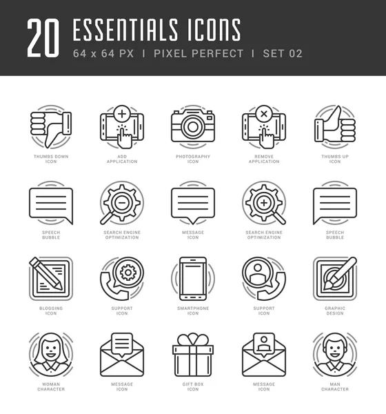 Flat line icons set. Trendy Modern thin linear stroke vector Essentials Objects concept — Stockvector