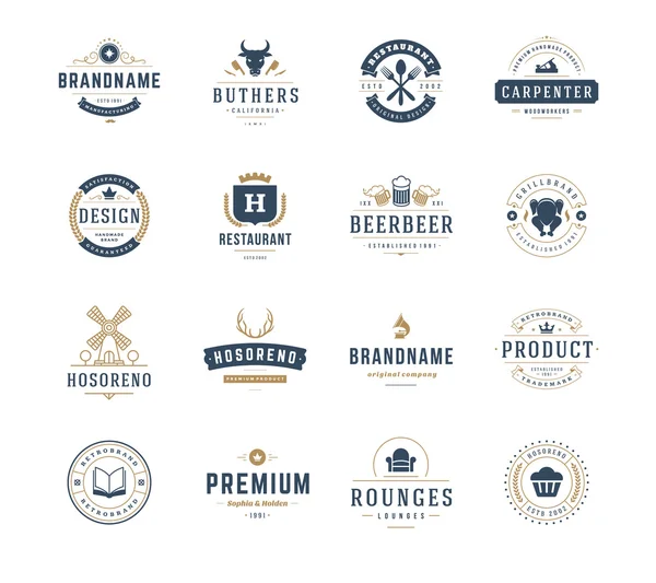 Vintage Logos Design Templates Set. Vector design elements — 스톡 벡터