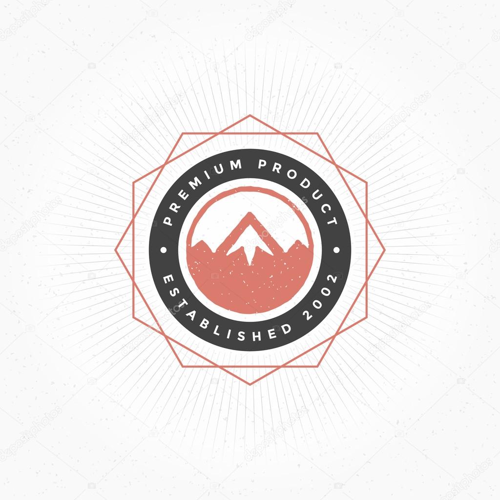 Mountain Hand Drawn Logo Template. Vector Design Element Vintage Style