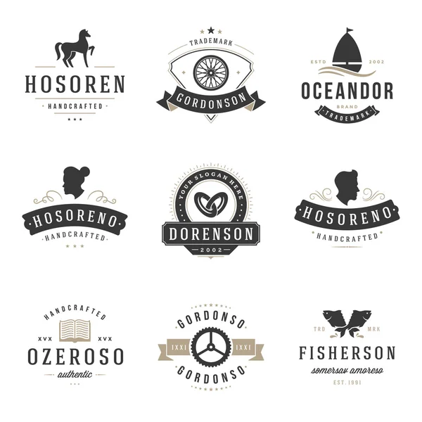 Vintage Logos Design Templates Set. Vector design elements — Διανυσματικό Αρχείο