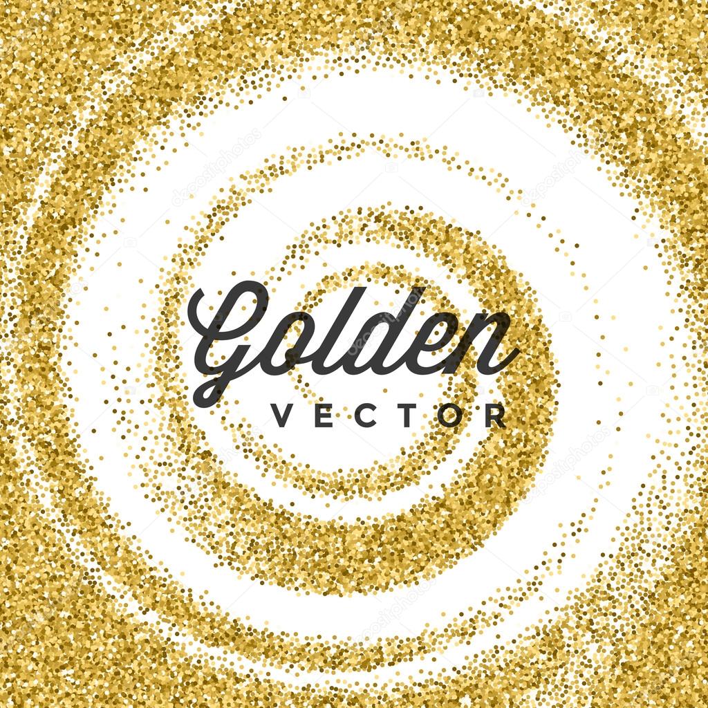 Gold Glitter Sparkles Bright Confetti Black Vector Background. Good for Greeting Gold Cards, Luxury Invitation, Advertising, Voucher, Certificate, Banners, Quote Mark Text. Golden Texture, Shiny Gold
