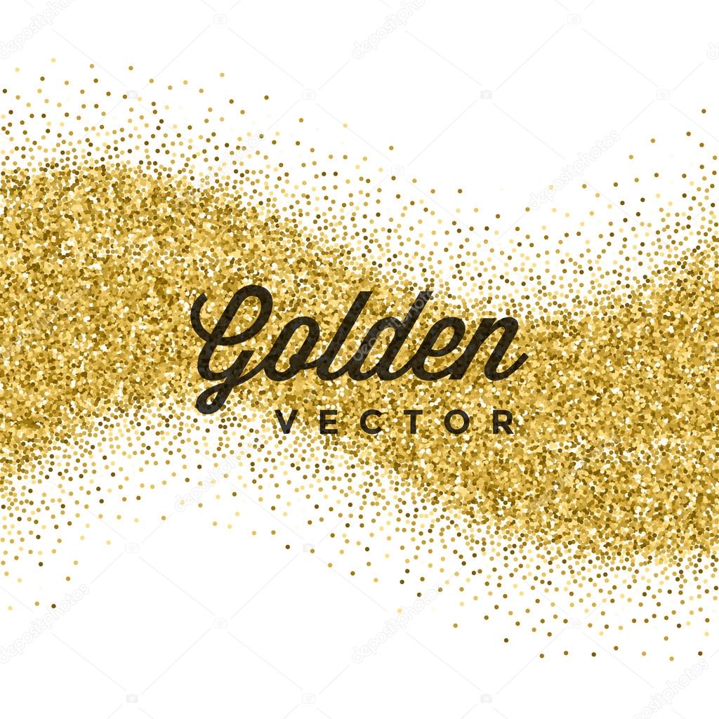 Gold Glitter Sparkles Bright Confetti Black Vector Background. Good for Greeting Gold Cards, Luxury Invitation, Advertising, Voucher, Certificate, Banners, Quote Mark Text. Golden Texture, Shiny Gold