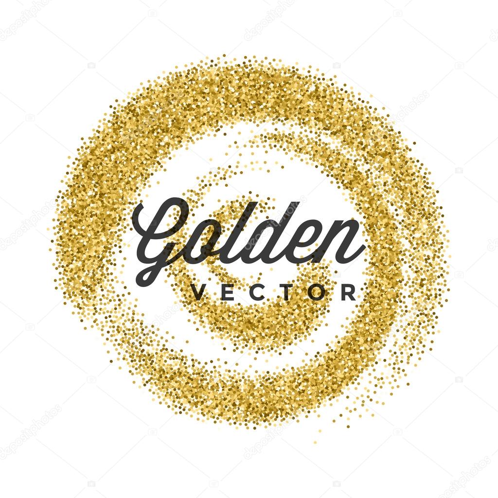 Gold Glitter Sparkles Bright Confetti Black Vector Background. Good for Greeting Gold Cards, Luxury Invitation, Advertising, Voucher, Certificate, Banners, Quote Mark Text. Golden Texture, Shiny Gold