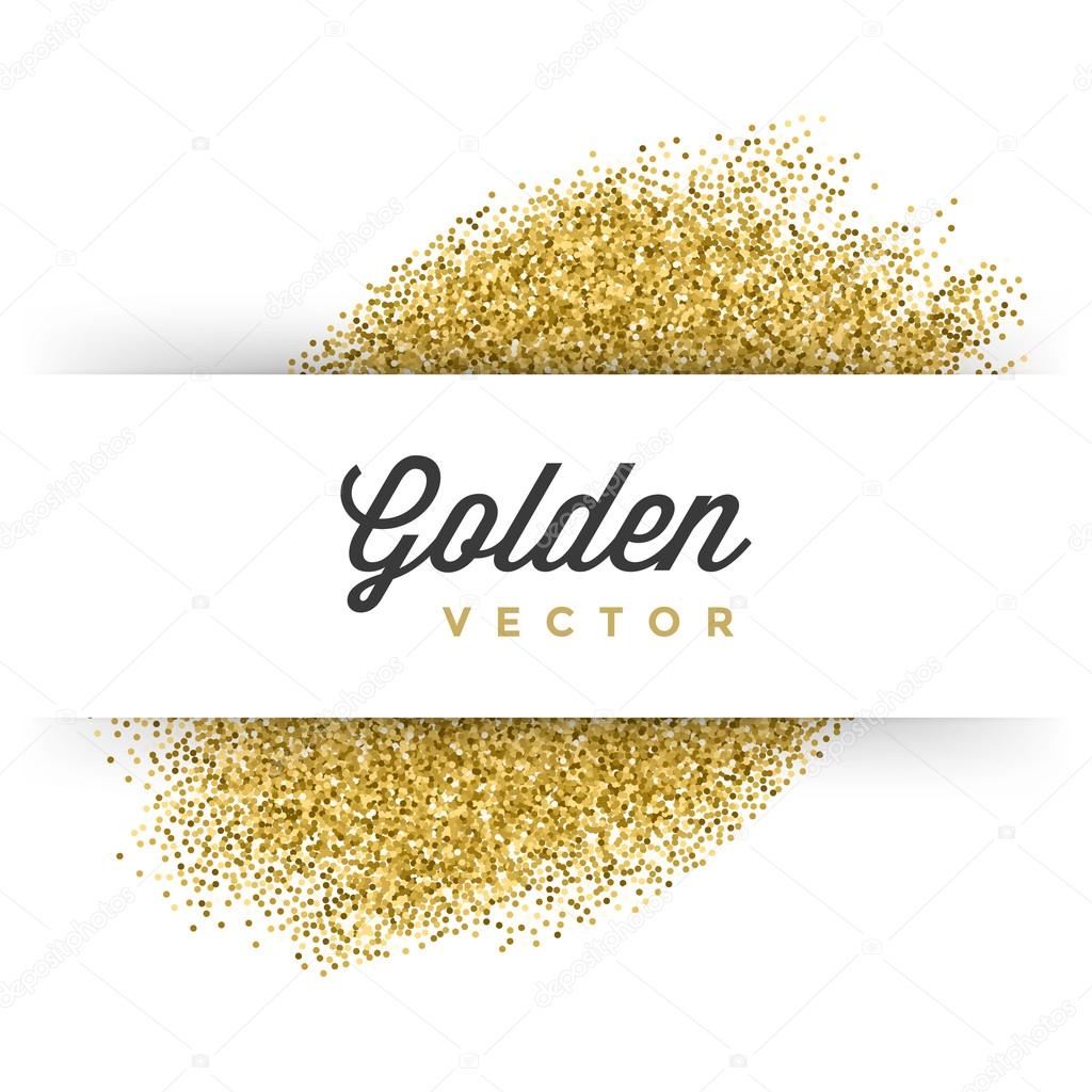Gold Glitter Sparkles Bright Confetti Black Vector Background. Good for Greeting Gold Cards, Luxury Invitation, Advertising, Voucher, Certificate, Banners, Quote Mark Text. Golden Texture, Shiny Gold