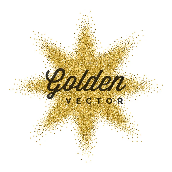 Guld Glitter gnistrar ljusa Confetti svart vektor bakgrund — Stock vektor