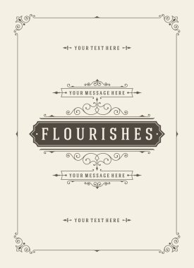 Vintage Ornament Greeting Card Vector Template. Retro Luxury Invitation.