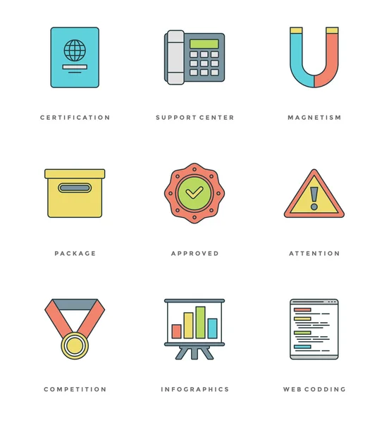 Set de iconos simples de línea plana. Vector de trazo lineal delgado Objetos esenciales símbolos . — Archivo Imágenes Vectoriales