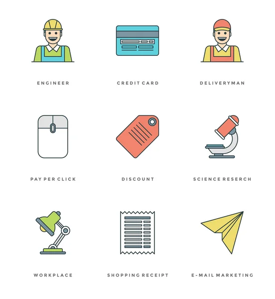 Set de iconos simples de línea plana. Vector de trazo lineal delgado Objetos esenciales símbolos . — Archivo Imágenes Vectoriales