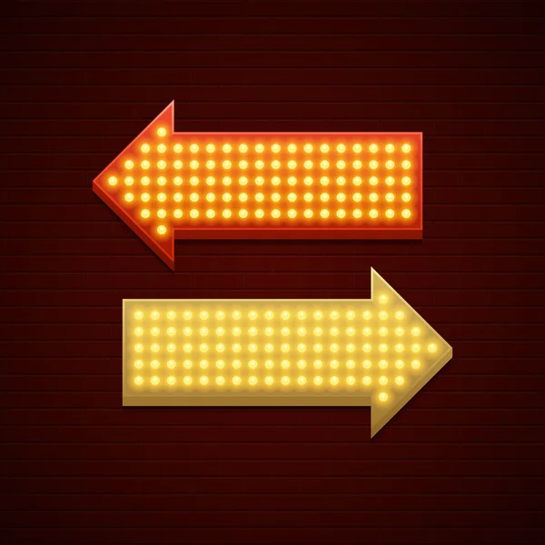 Retro Showtime Sign Design. Arrows Cinema Signage Light Bulbs. — Wektor stockowy