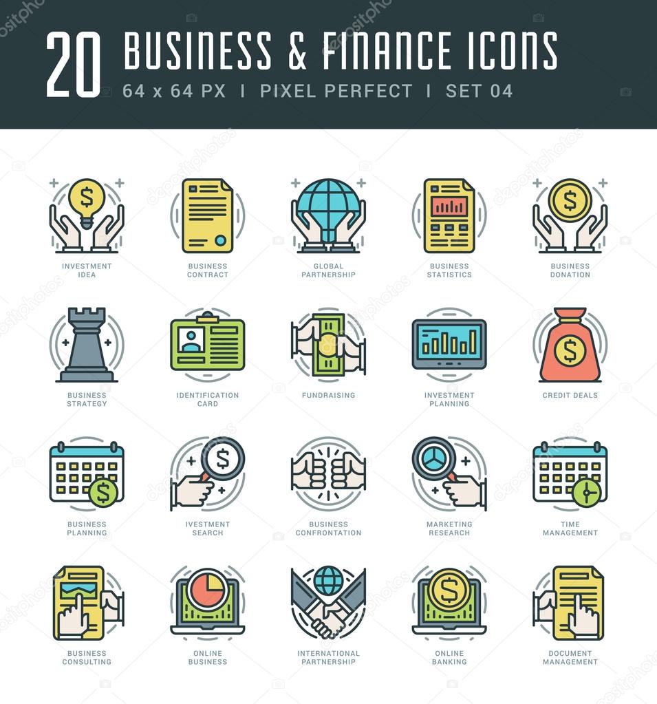 Line icons set. Trendy Modern flat thin linear stroke vector Business and Finance concept.