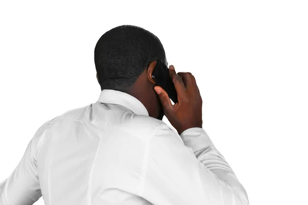 Afroamerican answering cellphone. — Stock Photo, Image