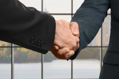 Erkekler tokalaşırken office içinde.