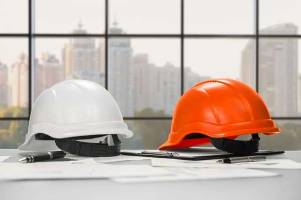 Desk in counstruction managers office. — Stock Photo, Image