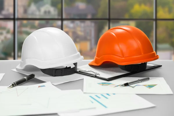 Construction foremans table at daytime. — Stock Photo, Image