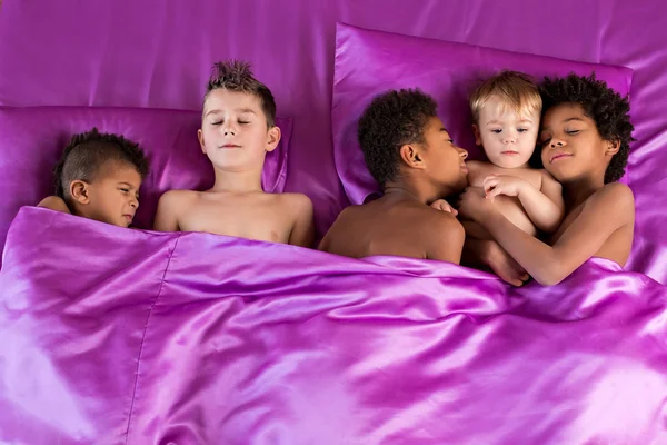 Children sleeping and hugging. — Stock Photo, Image