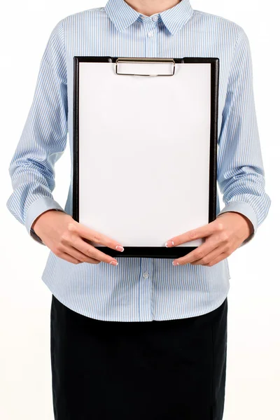 Females clipboard with blank sheet. — Stock Photo, Image