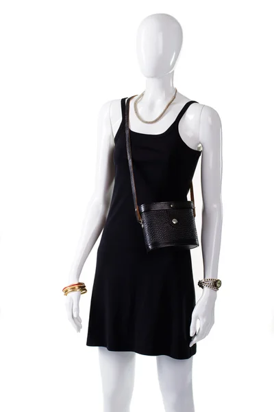 Black retro handbag on mannequin. — Stock Photo, Image