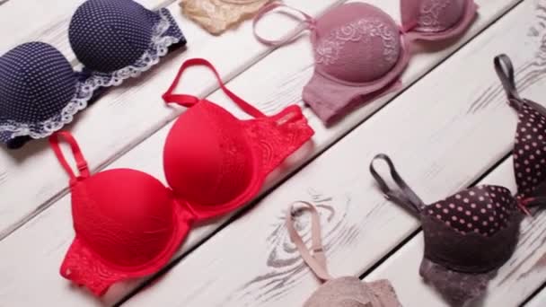 Collezione di reggiseni di colore diverso . — Video Stock