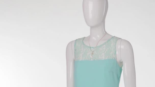 Mannequin wearing light blue dress. — Stok video