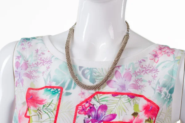 Top floral colorido con collar . — Foto de Stock