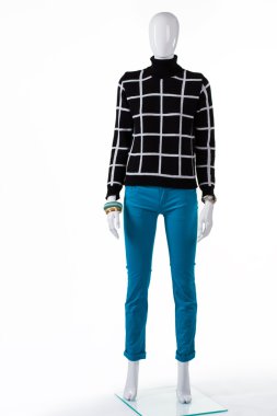 Kareli kazak kadının siyah.