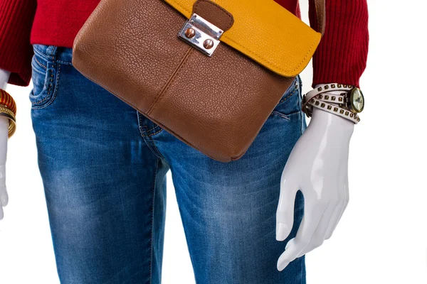 Red sweatshirt and small watch. — Stock Photo, Image