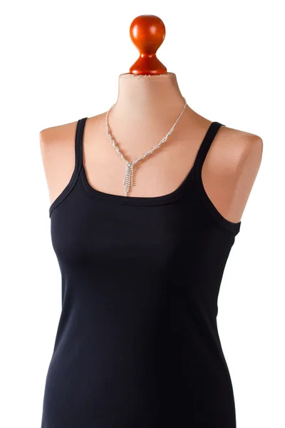 Black casual top with necklace. — Stock Photo, Image