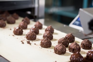 Konveyör üzerine talaşı ile şeker.