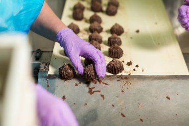 Eldiven elinde şeker dokunur.