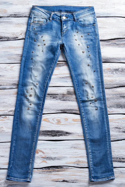 Ladys blue casual jeans. — Stock Photo, Image