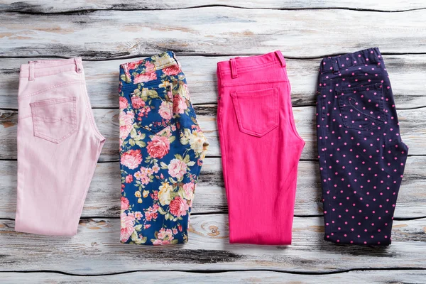 Floral and pink folded pants.