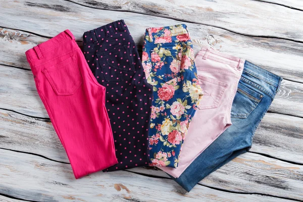 Different casual pants for girls.