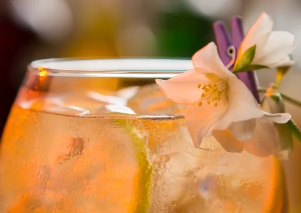 Bebida decorada con una flor . —  Fotos de Stock