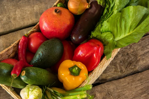 Wet vegetables in a basket.