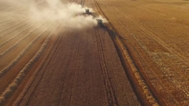 Biçerdöver alan üzerinde hareket ediyor.