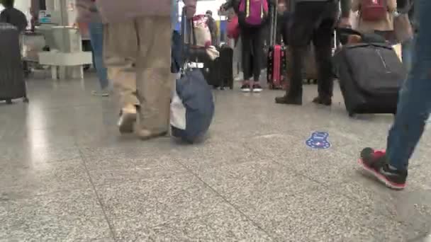 People with bags on platform. — Stock Video