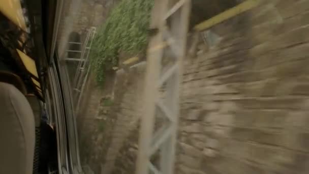 Widok z szybko poruszających się pociąg. — Wideo stockowe