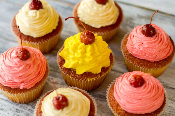 Cupcakes mit hellem Zuckerguss. — Stockfoto