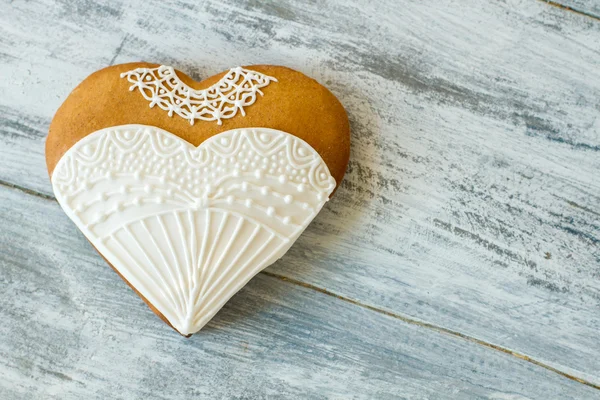 Bruiloft jurk hart cookie. — Stockfoto