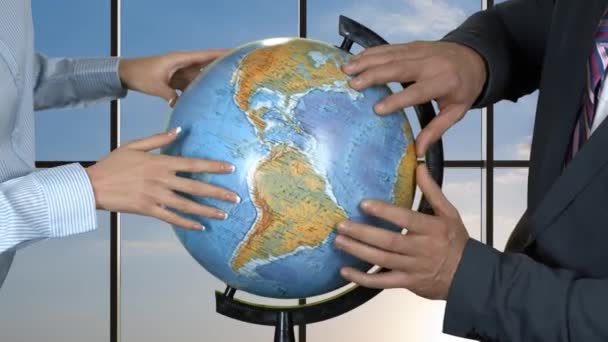 People are touching globe. — Stock Video