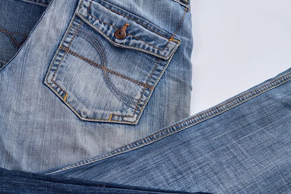 Jeans denim close-up dengan saku. — Stok Foto