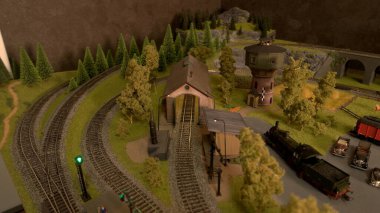 Üst görünüm rminyatür tren istasyonu.