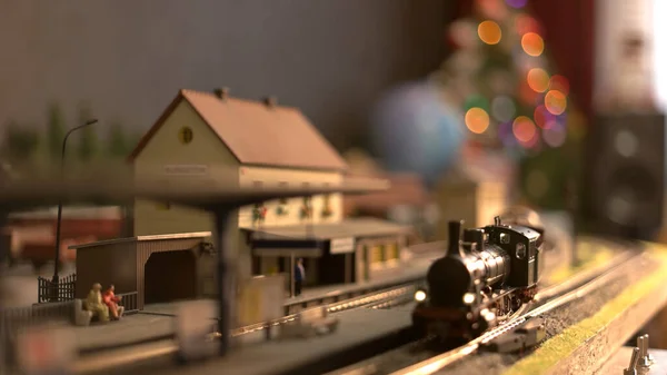 Toy train in a town. — Stock Photo, Image