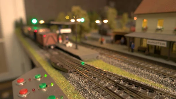 Painel de controlo e de caminho de ferro em miniatura. — Fotografia de Stock