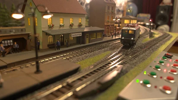 Miniature retro Burgstein railway station. — Stock Photo, Image