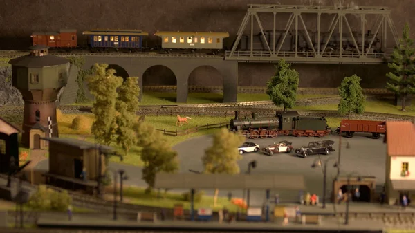 Miniature railway model in retro style.