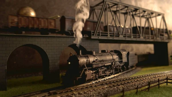 Lokomotive with steam smoke. — Stock Photo, Image