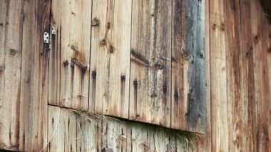 Saman dolu eski ahşap ahır.